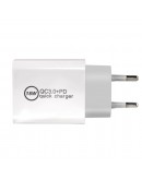 Makki бързо зарядно Fast Charger Wall - QC3.0 + Power Distribution Type-C 18W White - MAKKI-PQ18W-WH