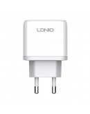 Мрежово зарядно устройство LDNIO A2526C, 45W, 1 x Type-C F, 1 x USB F, PD, QC, PPS, С PD Type-C кабел, Бял - 40287