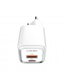 Мрежово зарядно устройство LDNIO A2318C, 20W, 1 x Type-C F, 1 x USB F, PD, QC, С Lightning кабел, Бял - 40290