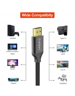 Кабел Earldom ET-W26 HDMI - HDMI, 5м., 4K, С оплетка, Черен - 18386