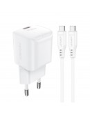 Acefast Универсално зарядно за стена Charger Wall GaN PD20W - A73 Mini with 1.2m cable - USB-C x 1, White