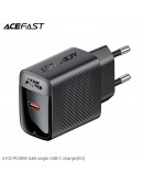 Acefast Универсално зарядно за стена Charger Wall GaN PD30W - A102 - USB-C x 1, Black