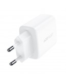 Acefast Универсално зарядно за стена Charger Wall GaN PD20W - A25 - USB-C x 1, USB-A x 1, White