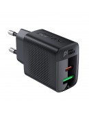 Acefast Универсално зарядно за стена Charger Wall GaN PD 20W - A78 - USB-C x 1, USB-A x 1, Black