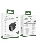 Acefast Универсално зарядно за стена Charger Wall GaN PD 20W - A78 - USB-C x 1, USB-A x 1, Black