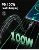 Acefast Кабел USB-C to USB-C Cable 100W 1.2m with LED display - C7-03 - Black