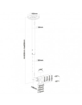 Neomounts Flat Screen Ceiling Mount (Height: 60-85