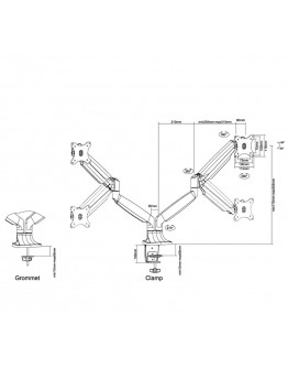 Neomounts Flat Screen Desk mount (10-32) desk clam