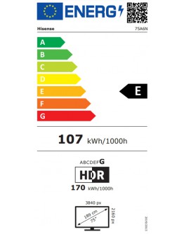 Hisense 75 A6N, 4K Ultra HD 3840x2160, DLED, DFA, 