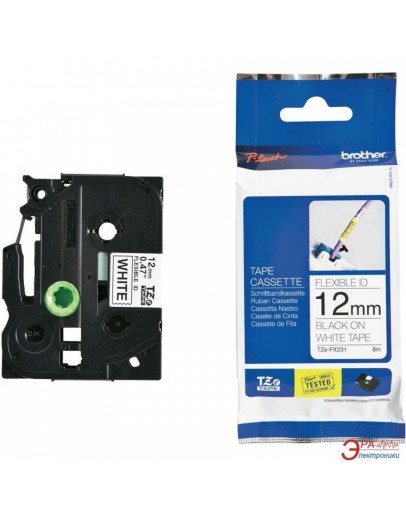 Brother TZe-FX231 Tape Black on White, Flexible ID