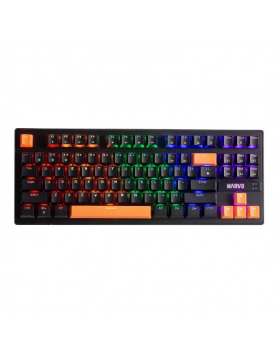 Marvo механична геймърска клавиатура Gaming Mechanical keyboard 87 keys, Orange caps TKL - KG901C