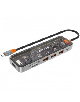 CANYON hub DS-13 7in1 4k USB-C Transparent Space