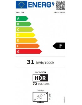 Philips 34M2C5501A, 34 Curved 1500R VA WLED, 3440x