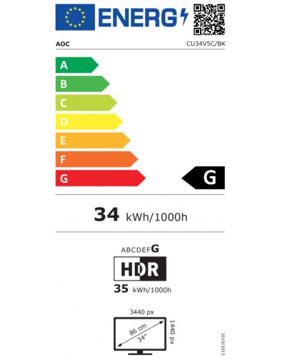 Монитор AOC CU34V5C/BK, 34 Curved 1500R VA WLED, 3440x1440