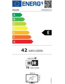Philips 43PUS8010/12, 43 4K UHD LED, 3840x2160p, 6