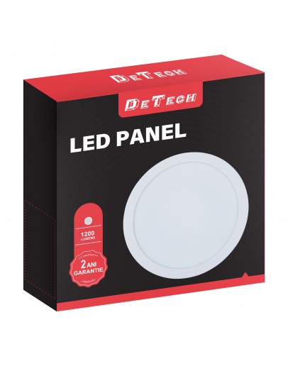 LED панел за вграждане DeTech, 18W, 4000K, Кръг, Бял - 77014
