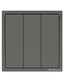 Троен електрически ключ DeTech DE-9227-03, С рамка, схема 1, 10А, 250V, За вграждане, IP20, Сив - 75136