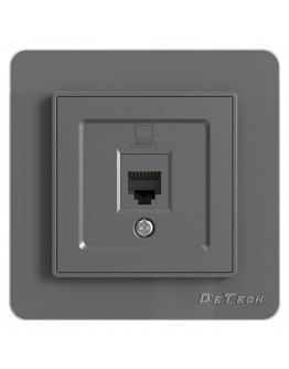 Единична розетка за компютър DeTech DE-6008-61, RJ45, Cat5E, За вграждане, IP20, Сив - 75024