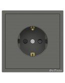 Единичен електрически контакт DeTech DE-9227-42, С рамка, Шуко, За вграждане, 16А, 250V, IP20, Сив - 75138