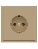 Единичен електрически контакт DeTech DE-9227-42, С рамка, Шуко, За вграждане, 16А, 250V, IP20, Златист - 75124