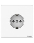 Единичен електрически контакт DeTech DE-9225-42,  Шуко, За вграждане, 16А, 250V, IP20, Бял - 75077