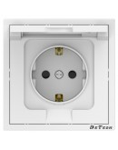 Единичен влагозащитен контакт DeTech DE-9227-45,  Шуко, 16А, 250V, IP40, Бял - 75110