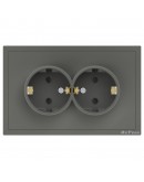 Двоен електрически контакт DeTech DE-9227-52, С рамка, Шуко, За вграждане, 16А, 250V, IP20, Сив - 75140