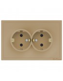 Двоен електрически контакт DeTech DE-9227-52, С рамка, Шуко, За вграждане, 16А, 250V, IP20, Златист - 75125