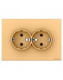 Двоен електрически контакт DeTech DE-9225-52,  Шуко, За вграждане, 16А, 250V, IP20, Златист - 75089