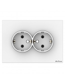 Двоен електрически контакт DeTech DE-9225-52,  Шуко, За вграждане, 16А, 250V, IP20, Бял - 75079