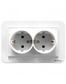 Двоен електрически контакт DeTech DE-9223-52, С рамка, Шуко, За вграждане, 16А, 250V, IP20, Бял - 75034