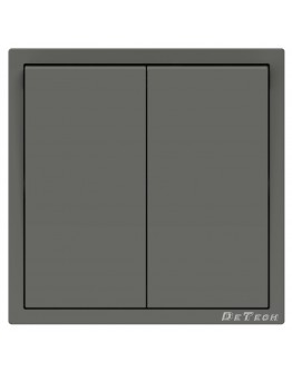 Двоен електрически ключ DeTech DE-9227-02, С рамка, схема 5, 10А, 250V, IP20, Сив - 75135