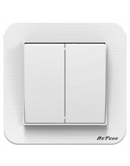 Двоен електрически ключ DeTech DE-9223-02, С рамка, схема 5, 10А, 250V, За вграждане, IP20, Бял - 75029