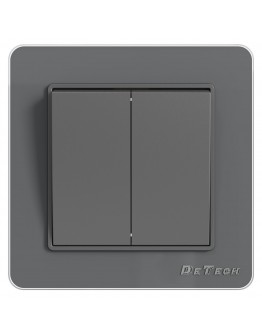 Двоен електрически ключ DeTech DE-6008-02, Схема 5, 10А, 250V, За вграждане, IP20, Сив - 75020